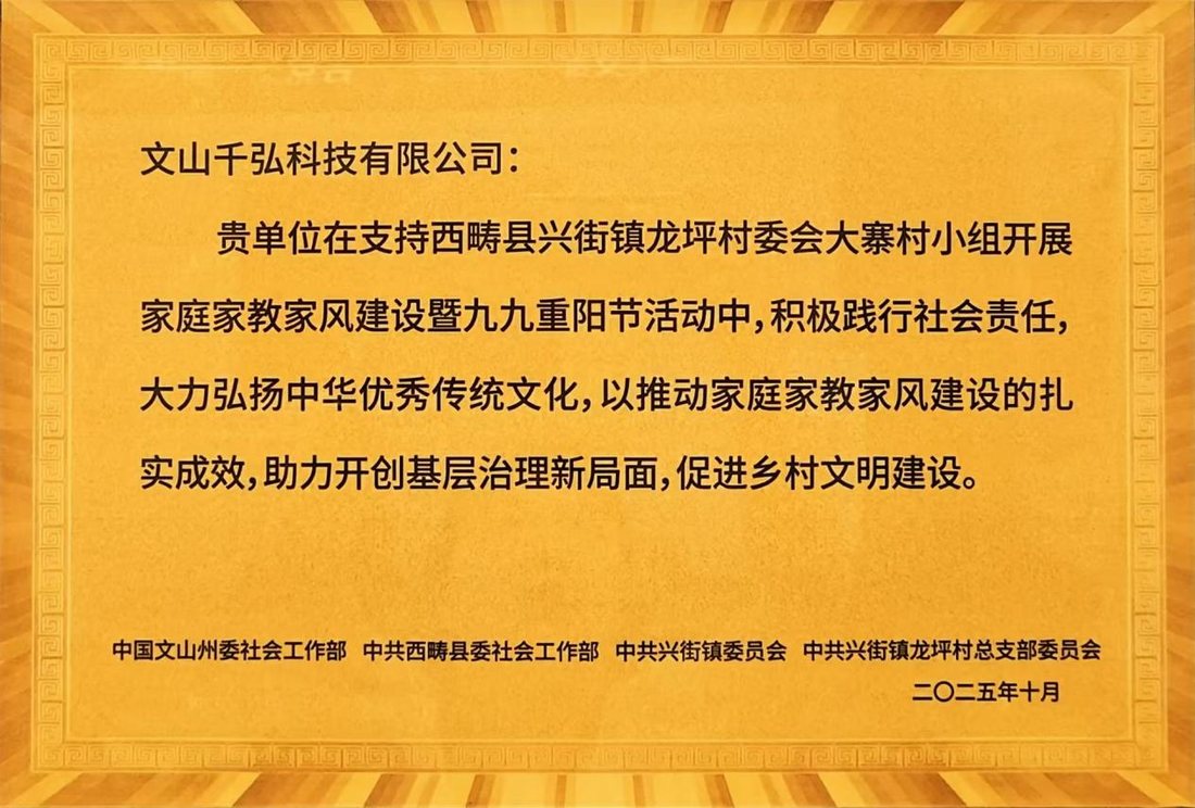 州县镇村四级联署乡村振兴基层治理表彰证书